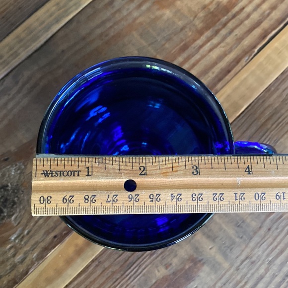 Starbucks Cobalt Blue Glass Starbucks Coffee Etched Footed Handled Mug 16 oz - Picture 15 of 16